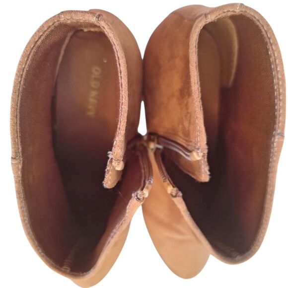 Old Navy Vegan Suede Block Heel Booties size 8 Zip Ankle Boots Brown - Picture 11 of 16